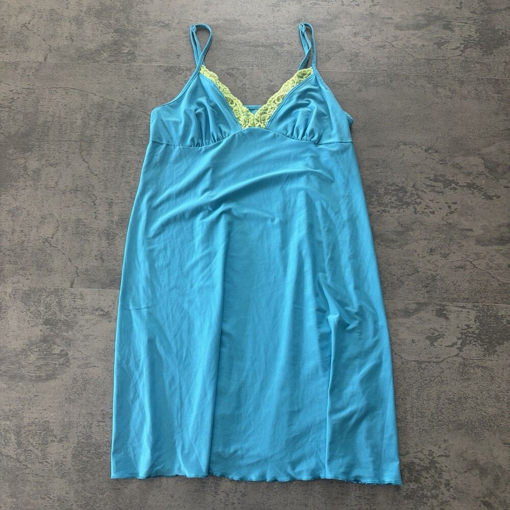 Secret Treasures y2k Blue Light Green Lace nightgown size S